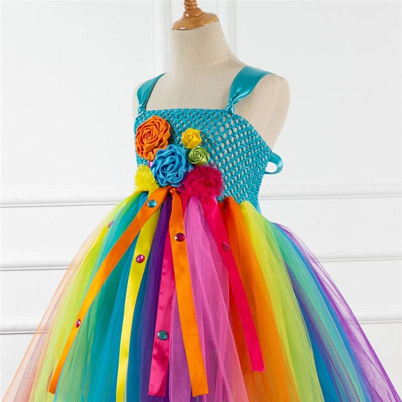 Rainbow Unicorn Candy Princess Dress Costume For Kids