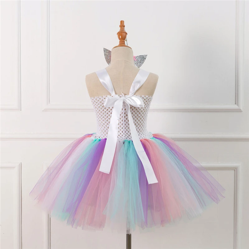 Rainbow Unicorn Candy Princess Dress Costume For Kids