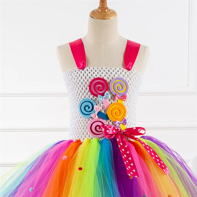 Rainbow Unicorn Candy Princess Dress Costume For Kids