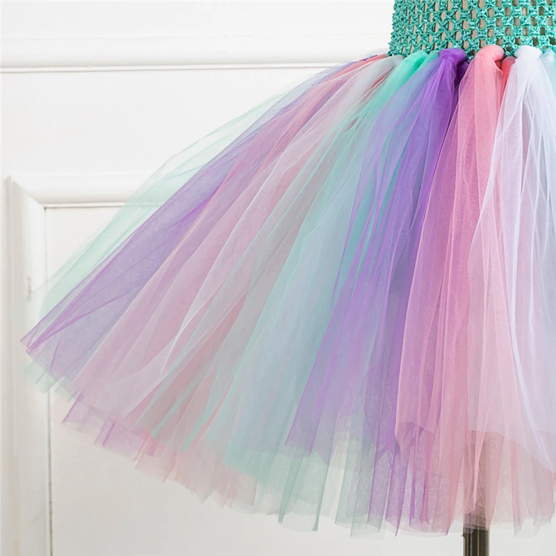 Rainbow Unicorn Candy Princess Dress Costume For Kids
