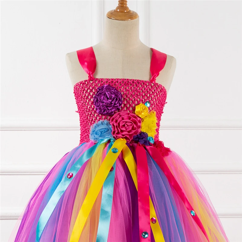 Rainbow Unicorn Candy Princess Dress Costume For Kids