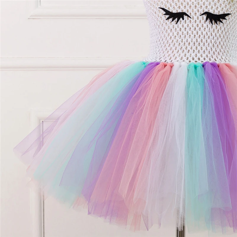 Rainbow Unicorn Candy Princess Dress Costume For Kids