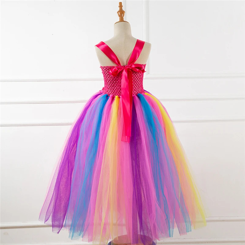 Rainbow Unicorn Candy Princess Dress Costume For Kids