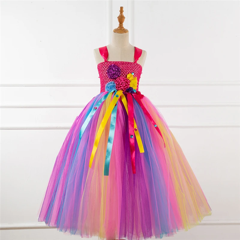 Rainbow Unicorn Candy Princess Dress Costume For Kids
