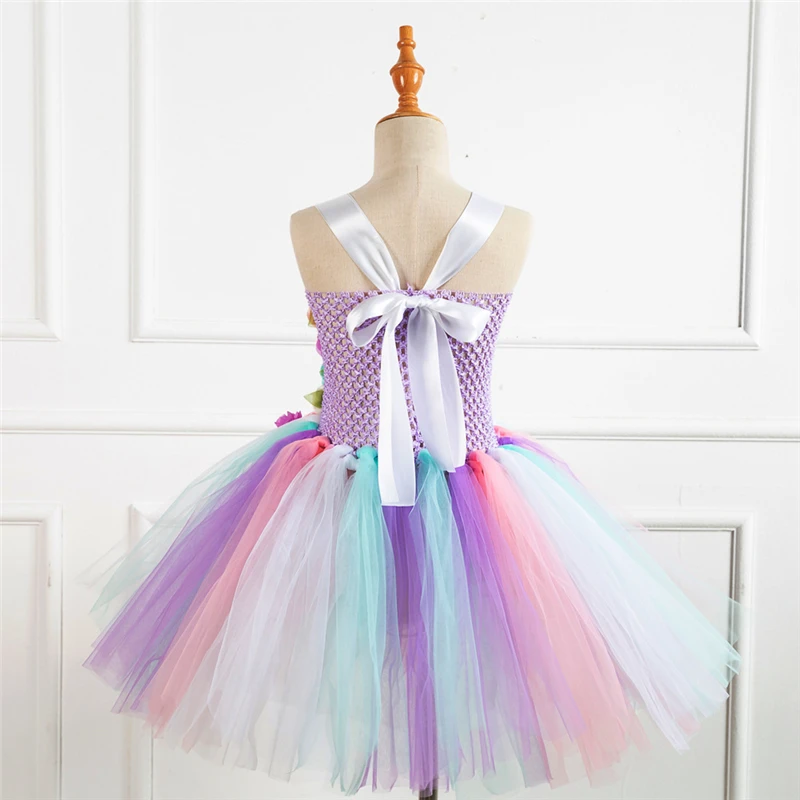 Rainbow Unicorn Candy Princess Dress Costume For Kids