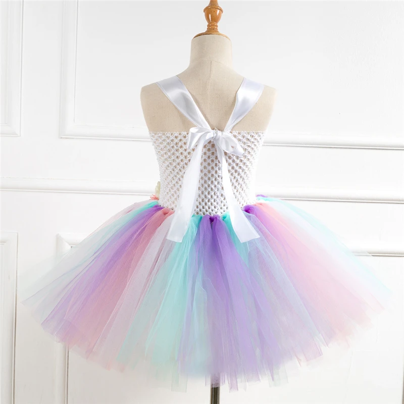 Rainbow Unicorn Candy Princess Dress Costume For Kids