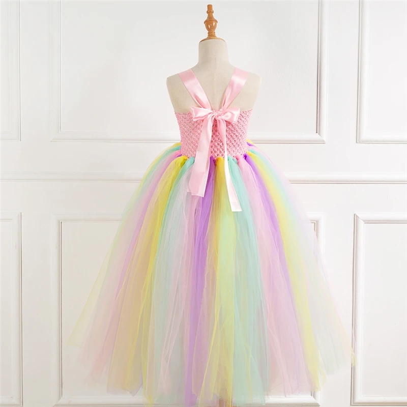 Rainbow Unicorn Candy Princess Dress Costume For Kids