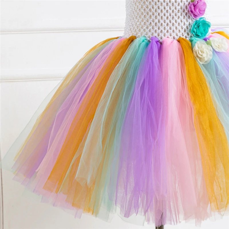 Rainbow Unicorn Candy Princess Dress Costume For Kids