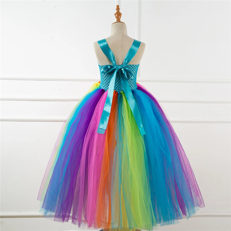 Rainbow Unicorn Candy Princess Dress Costume For Kids