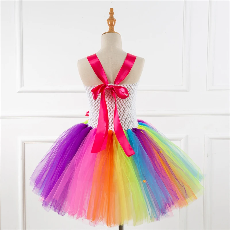 Rainbow Unicorn Candy Princess Dress Costume For Kids