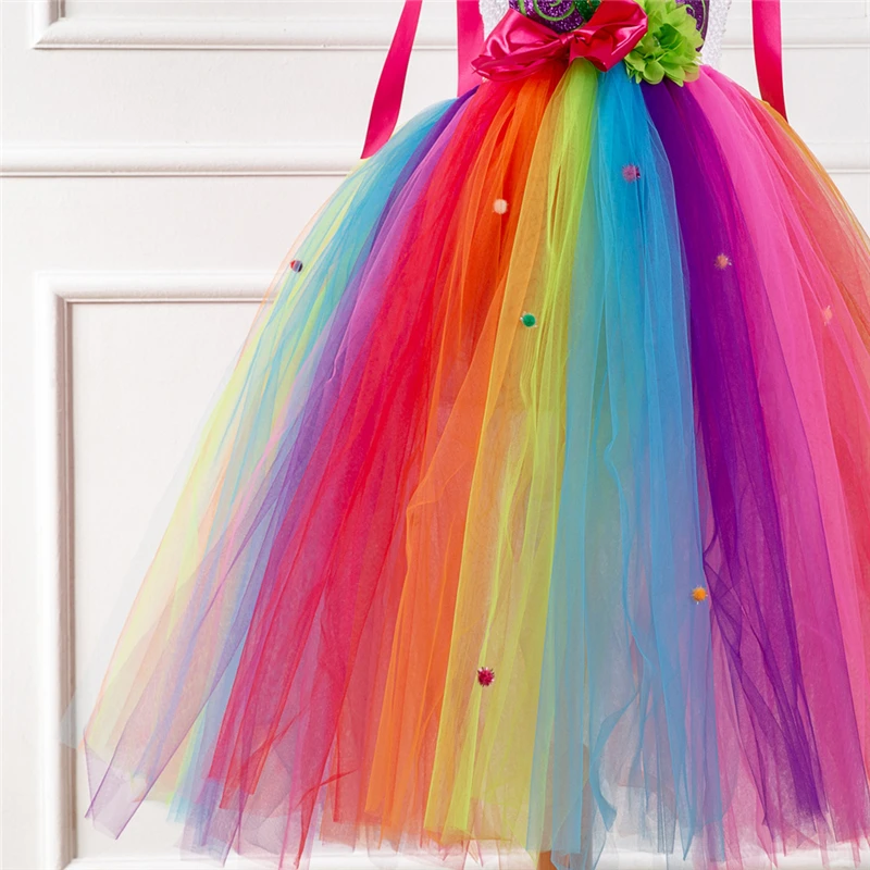 Rainbow Unicorn Candy Princess Dress Costume For Kids