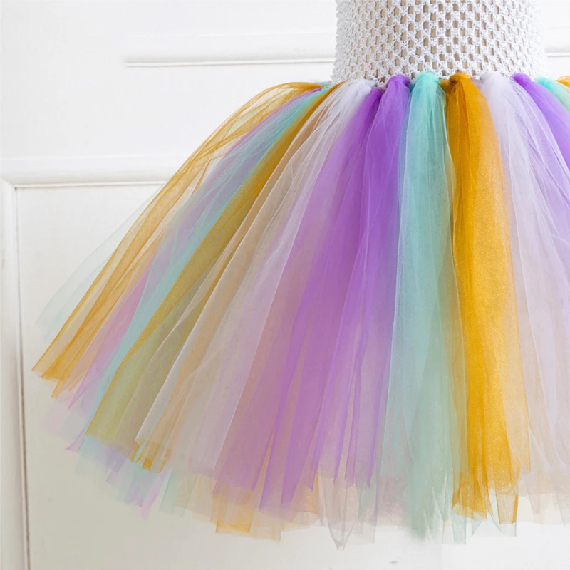 Rainbow Unicorn Candy Princess Dress Costume For Kids