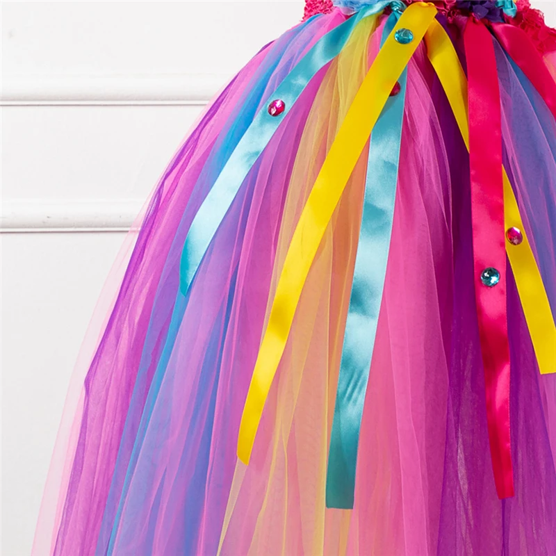Rainbow Unicorn Candy Princess Dress Costume For Kids