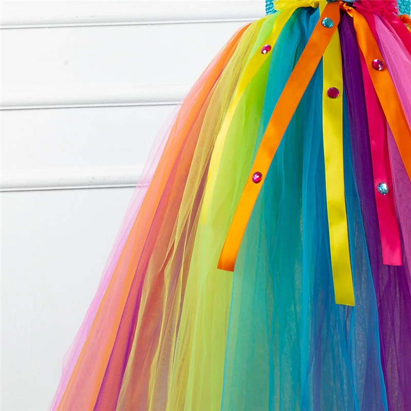 Rainbow Unicorn Candy Princess Dress Costume For Kids
