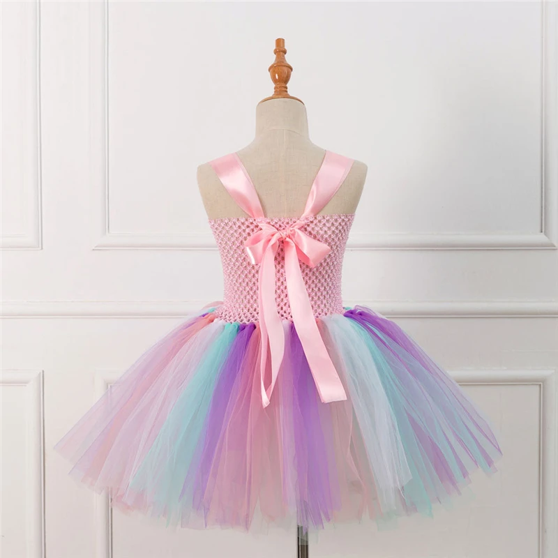 Rainbow Unicorn Candy Princess Dress Costume For Kids