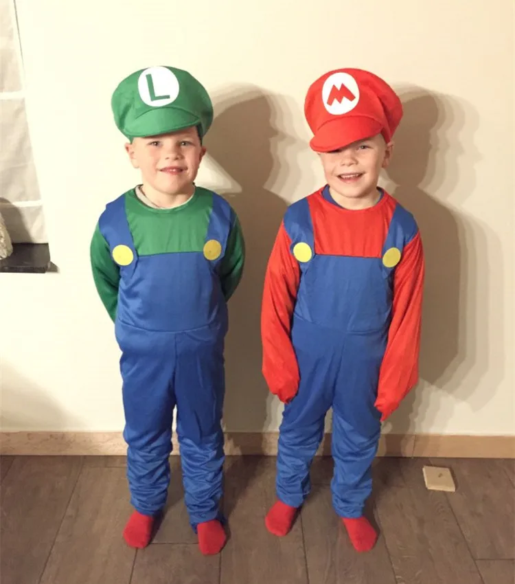 Super Mario Brothers Luigi Bros Plumber Fancy Dress Costume