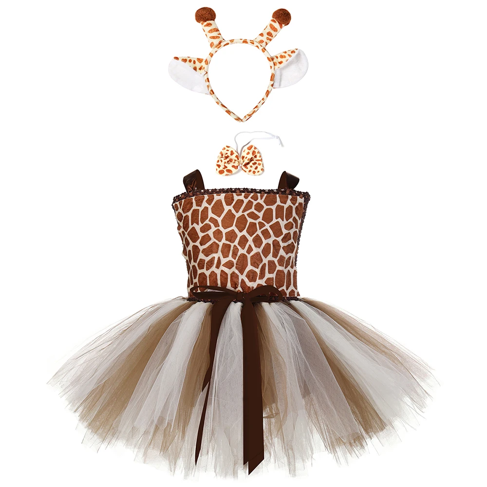 Giraffe Tutu Dress With Matching Headband Set Costume For Girls
