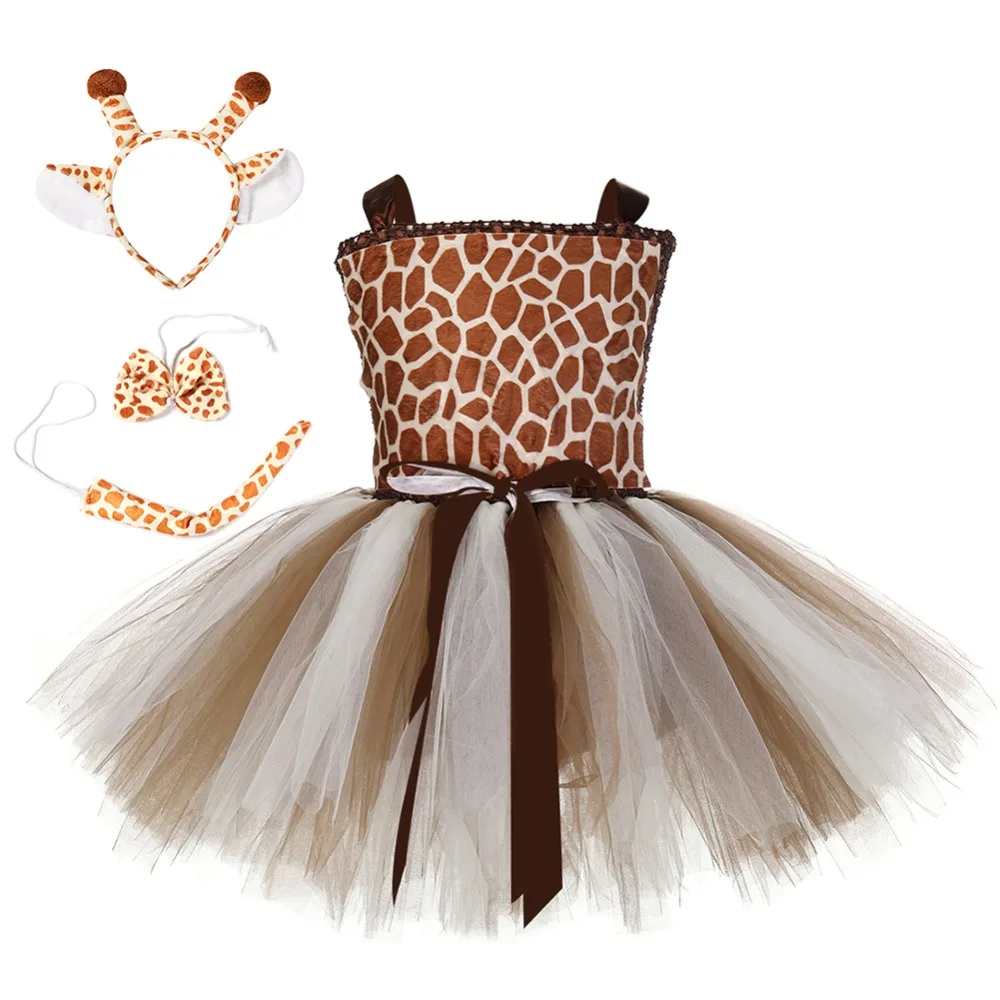 Giraffe Tutu Dress With Matching Headband Set Costume For Girls