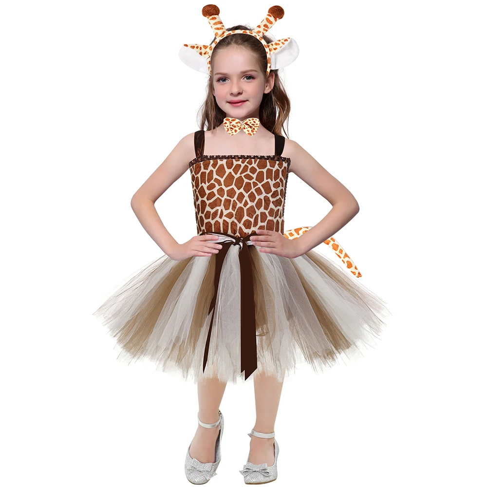 Giraffe Tutu Dress With Matching Headband Set Costume For Girls