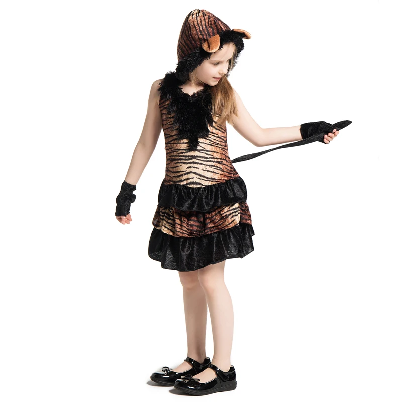 Jungle Tiger Animal Themed Fancy Dress Costume For Girls Jungle Tiger Animal Themed Fancy Dress Costume For Girls