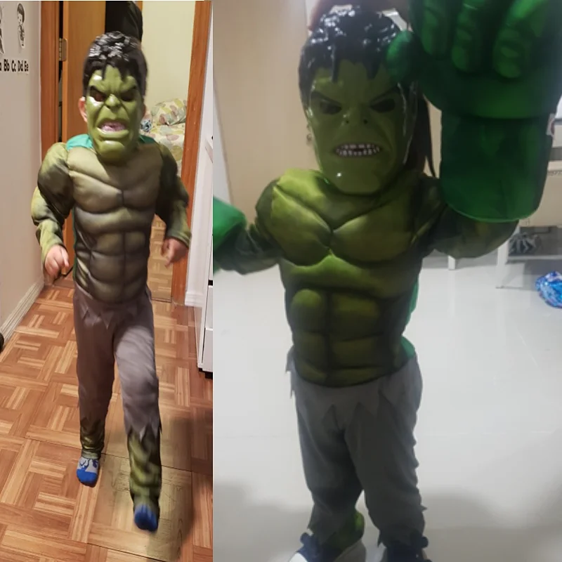 The Avenger Superhero's Spider-Boy Peter Parker/Hulk/Iron Man Muscle Costume