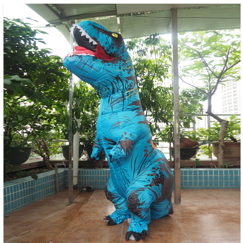 Inflatable T-Rex Dinosaur Cosplay Mascot Costume For Kids Halloween Carnival Birthday