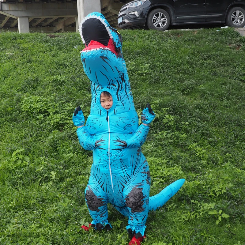 Inflatable T-Rex Dinosaur Cosplay Mascot Costume For Kids Halloween Carnival Birthday