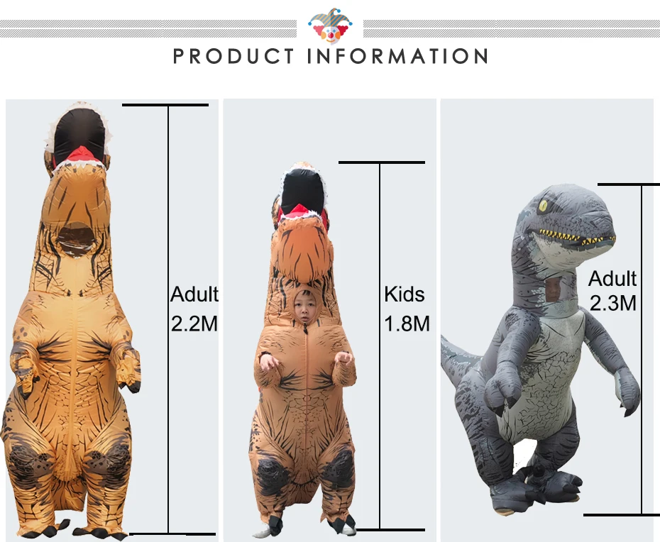 Inflatable T-Rex Dinosaur Cosplay Mascot Costume For Kids Halloween Carnival Birthday