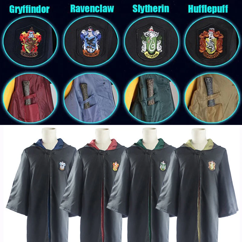 Halloween Harry Potter Cloak Scarf Slytherin Ravenclaw Hufflepuff Robe Cosplay Costume For Adults