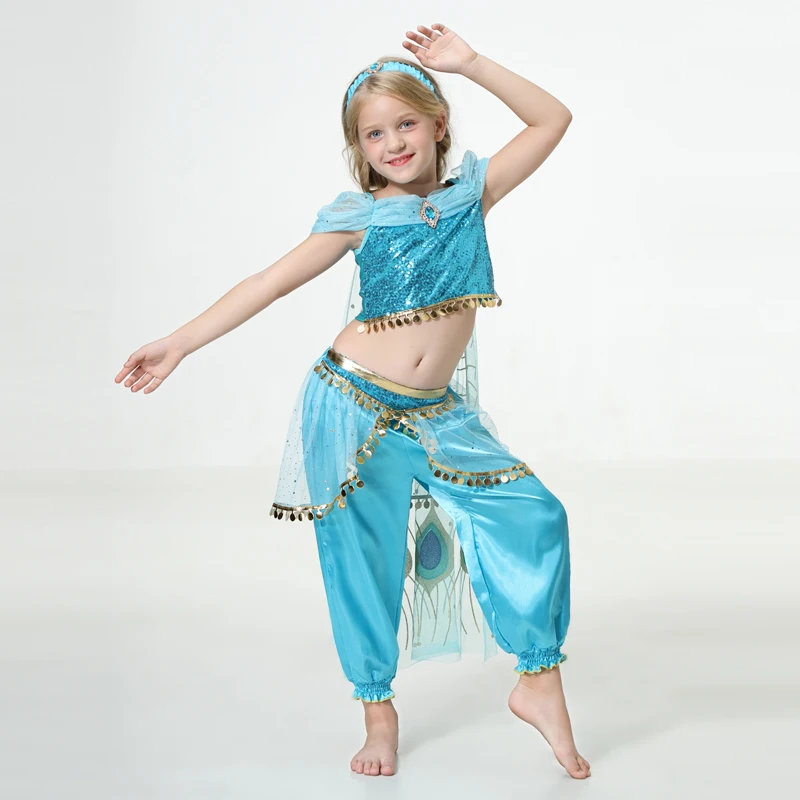 Jasmine Princess Dance Dress Cosplay Costume For Kids & Adults Halloween Party Set