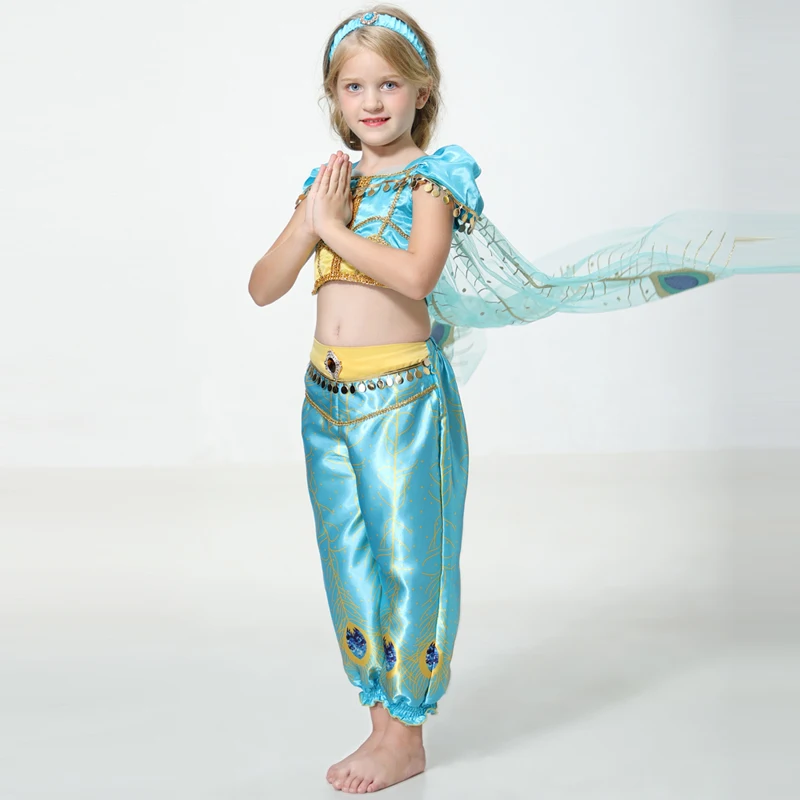 Jasmine Princess Dance Dress Cosplay Costume For Kids & Adults Halloween Party Set