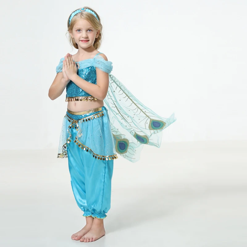 Jasmine Princess Dance Dress Cosplay Costume For Kids & Adults Halloween Party Set