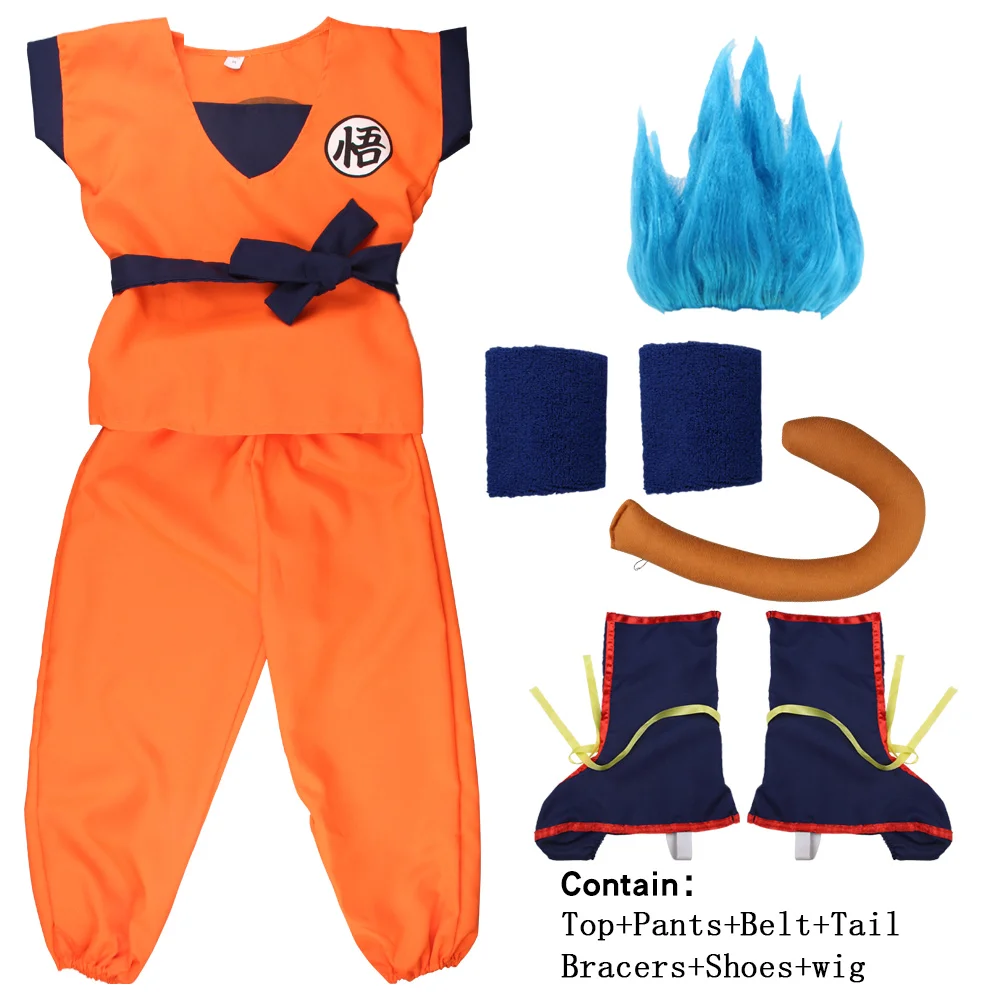 Anime Dragon Ball Z Suit Clothes Son Goku Cosplay Costume Full Set For Adult & Kids Anime Dragon Ball Z Suit Clothes Son Goku Cosplay Costume Full Set For Adult & Kids