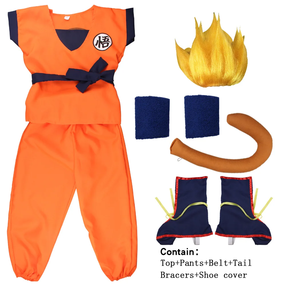 Anime Dragon Ball Z Suit Clothes Son Goku Cosplay Costume Full Set For Adult & Kids Anime Dragon Ball Z Suit Clothes Son Goku Cosplay Costume Full Set For Adult & Kids