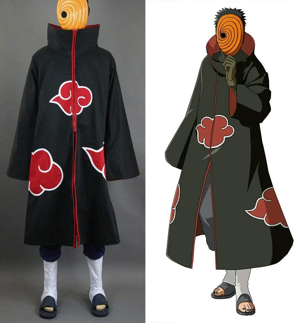 Naruto Akatsuki Cloak Sasuke Uchiha Cape Costume