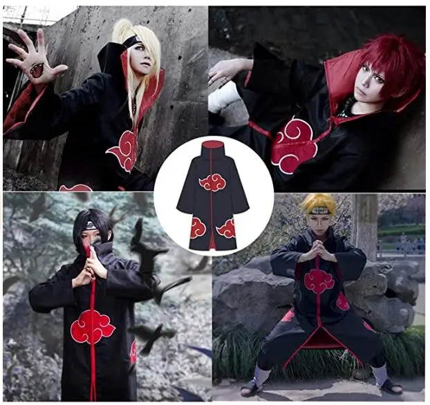 Naruto Akatsuki Cloak Sasuke Uchiha Cape Costume