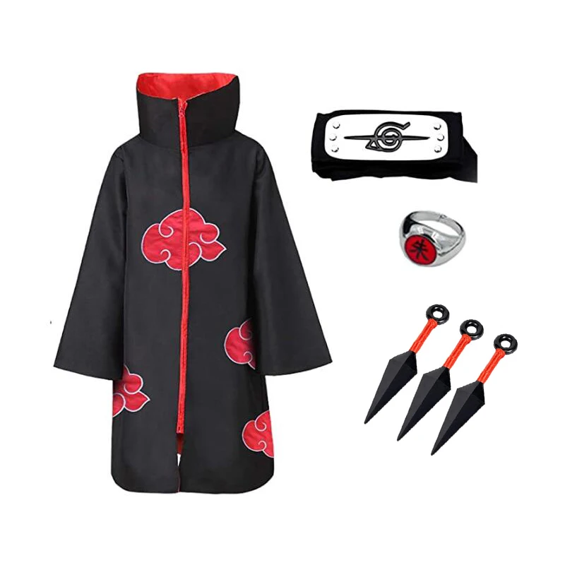 Naruto Akatsuki Cloak Sasuke Uchiha Cape Costume