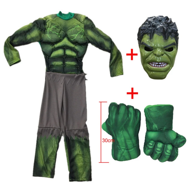Hulk Muscle Costume Including Mask With Gloves