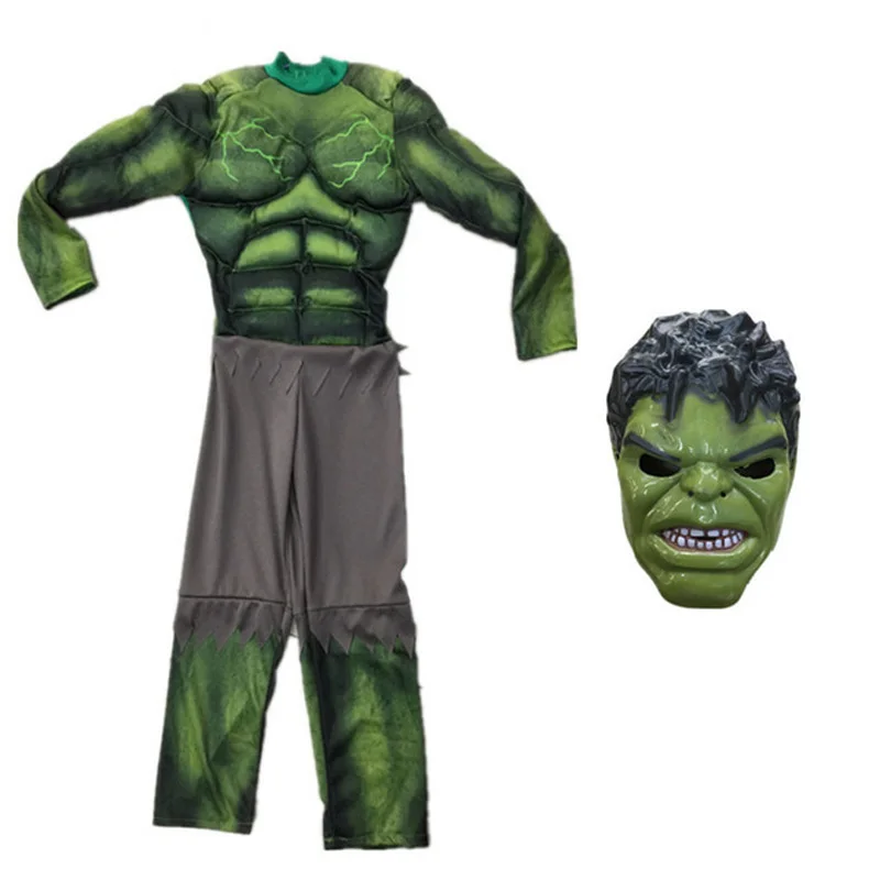 Hulk Muscle Costume Including Mask With Gloves