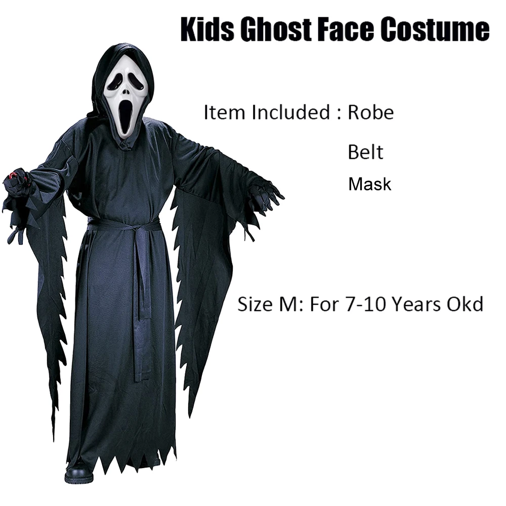 Ghost Scream Face Killer Robe Style Halloween Costume And Mask For Kids Ghost Scream Face Killer Robe Style Halloween Costume And Mask For Kids