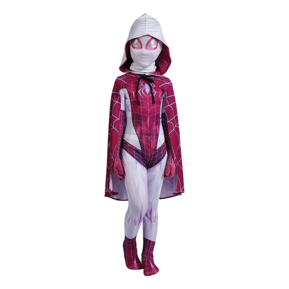 Gwendolyn Maxine Spider Gwen Stacy Cloak Jumpsuit Costume For Kids