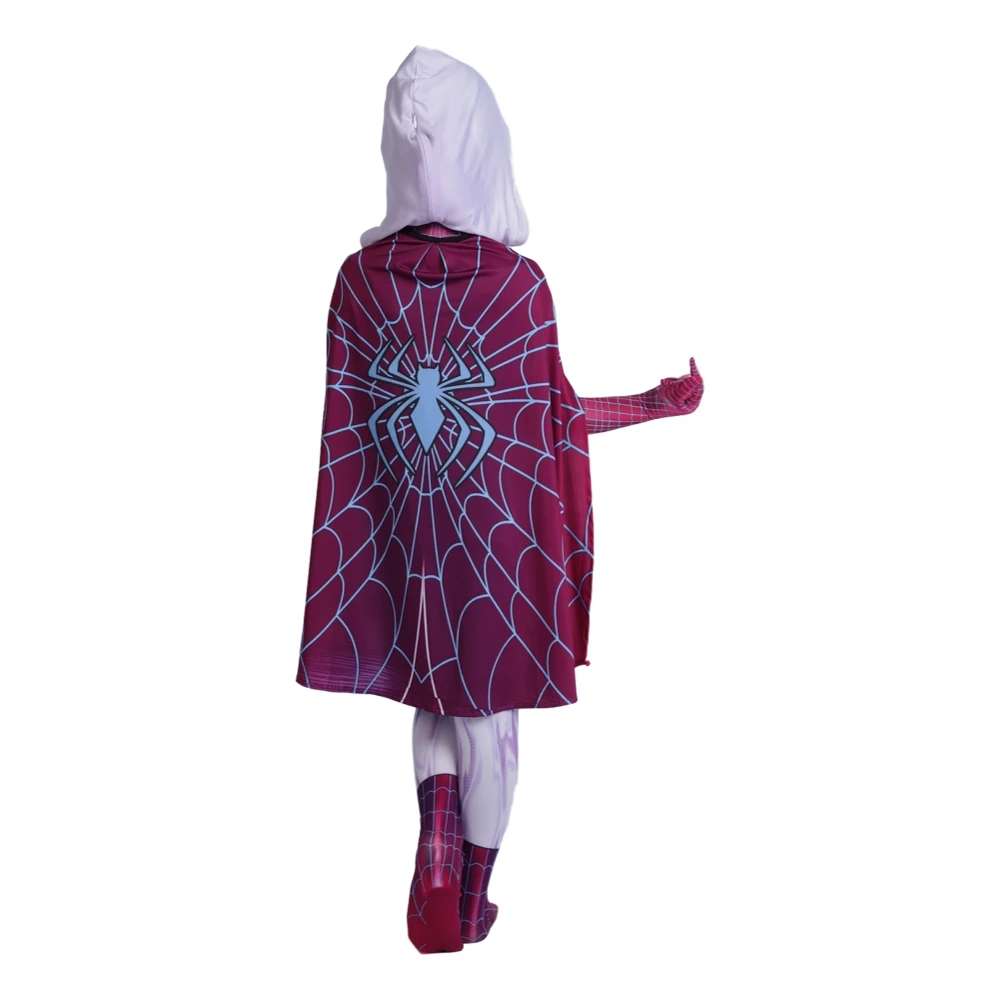 Gwendolyn Maxine Spider Gwen Stacy Cloak Jumpsuit Costume For Kids
