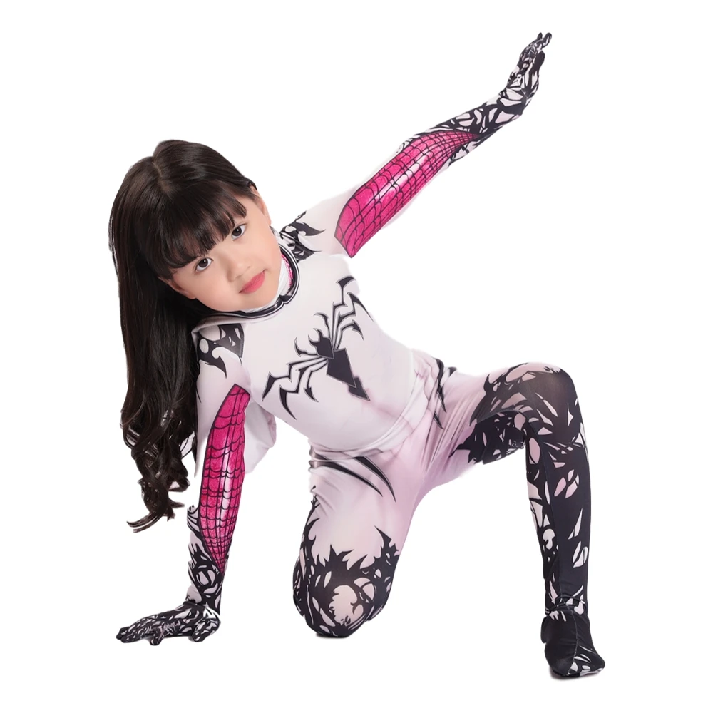 Gwendolyn Maxine Spider Gwen Stacy Cloak Jumpsuit Costume For Kids