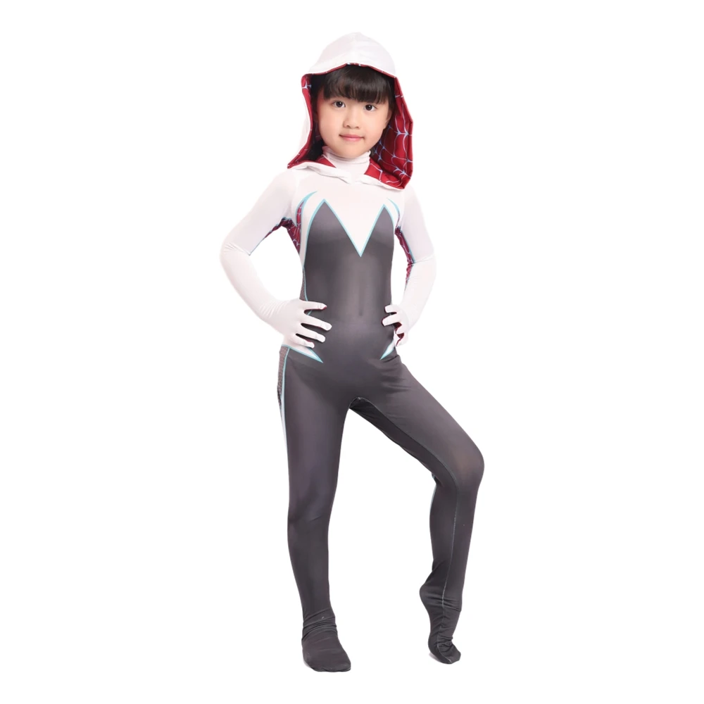 Gwendolyn Maxine Spider Gwen Stacy Cloak Jumpsuit Costume For Kids