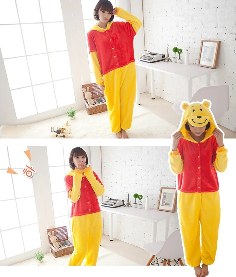 Kigurumi Onesie Winnie Bear Warm Disguise Hooded Jumpsuits Kigurumi Onesie Winnie Bear Warm Disguise Hooded Jumpsuits
