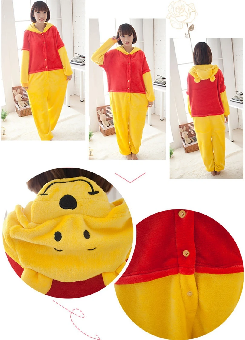 Kigurumi Onesie Winnie Bear Warm Disguise Hooded Jumpsuits Kigurumi Onesie Winnie Bear Warm Disguise Hooded Jumpsuits