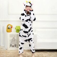 Cow Cartoon Onesie Pajamas For Women With Hood Collar Cow Cartoon Onesie Pajamas For Women With Hood Collar