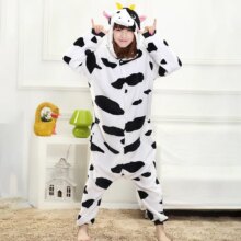 Cow Cartoon Onesie Pajamas For Women With Hood Collar Cow Cartoon Onesie Pajamas For Women With Hood Collar
