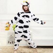 Cow Cartoon Onesie Pajamas For Women With Hood Collar Cow Cartoon Onesie Pajamas For Women With Hood Collar
