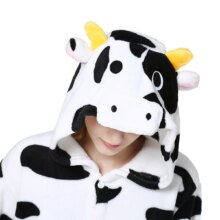 Cow Cartoon Onesie Pajamas For Women With Hood Collar Cow Cartoon Onesie Pajamas For Women With Hood Collar